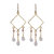 Diamond-Shaped Earring With Cherry Quartz and Moonstone Drops - Gold