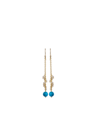 Drop Earrings with Pearl and Turquoise - Gold