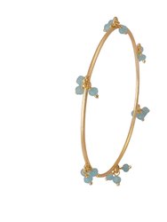 Gold Bangle Bracelet With Blue Chalcedony Accent Beads