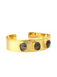 Gold Bangle Bracelet With Labradorite Stones - Gold