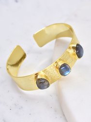 Gold Bangle Bracelet With Labradorite Stones