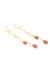 Gold Dangle Earrings With Gold Chain Strands With Cherry Quartz And Pearl Drops