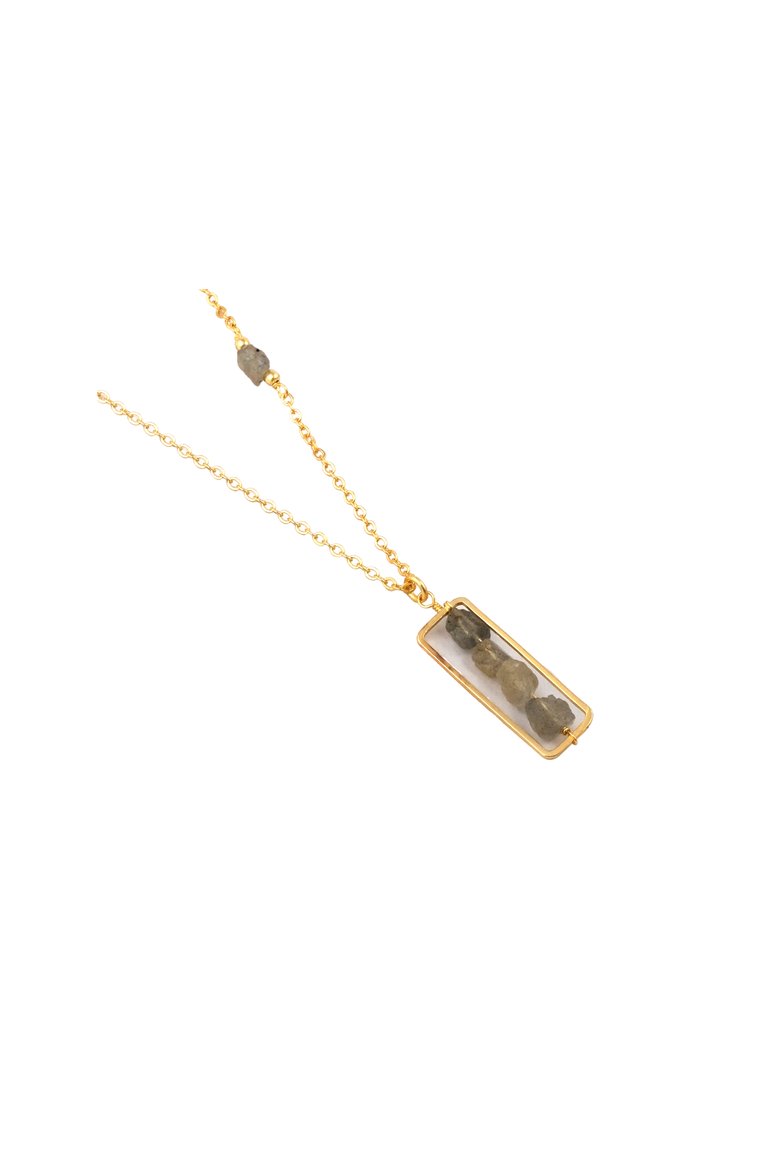 Gold Labradorite Necklace With Labradorite Beaded Pendant - Gold