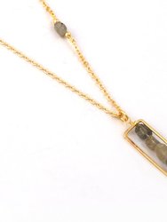 Gold Labradorite Necklace With Labradorite Beaded Pendant