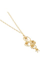 Gold Necklace With Gold And Moonstone Pendant - Gold