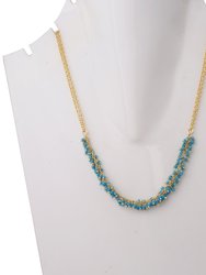 Gold Necklace With Turquoise Bead Clusters