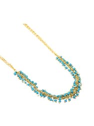 Gold Necklace With Turquoise Bead Clusters - Turquoise