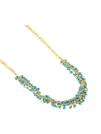 A Blonde and Her Bag Gold Necklace With Turquoise Bead Clusters product