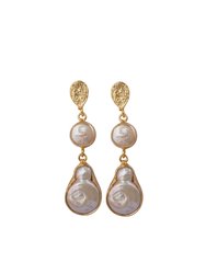 Gold Pearl Accent Drop Earrings - Gold