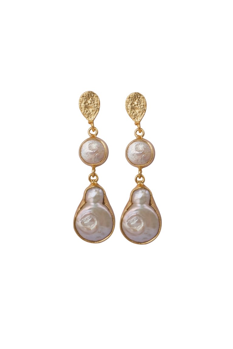 Gold Pearl Accent Drop Earrings - Gold