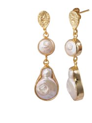 Gold Pearl Accent Drop Earrings