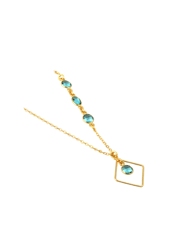 Gold Pendant Necklace With Blue Topaz Accent Stones - Gold