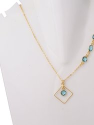 Gold Pendant Necklace With Blue Topaz Accent Stones