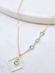 Gold Pendant Necklace With Blue Topaz Accent Stones