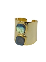 Gold Ring With Dual Labradorite Stones - Gold