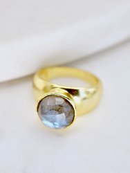 Gold Ring With Round Labradorite Stone