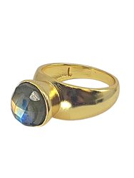 Gold Ring With Round Labradorite Stone - Gold
