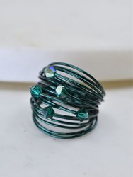 Green Marcia Ring With Forest Green Swarovski Crystals
