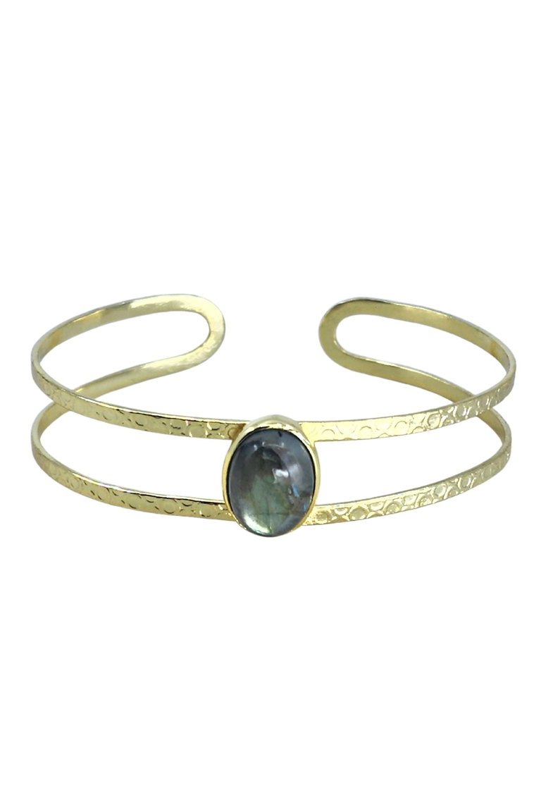 Labradorite Bracelet with Double Band - Gold