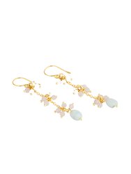 Larimar Dangle Earrings With Moonstone - Gold