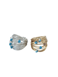 Marcia Wire Wrap Ring With Blue Opaque Swarovski Crystals - Blue