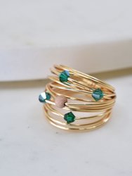 Marcia Wire Wrap Ring With Deep Green Swarovski Crystals