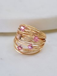 Marcia Wire Wrap Ring With Hot Pink Swarovski Crystals