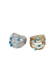 Marcia Wire Wrap Ring With Opaque Blue Swarovski Crystals - 14K Gold/ Sterling Silver - 14K Gold Fill