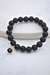 Matte Black Onyx Large Stone Stretch Bracelet With Black Onyx Hand-Wrapped In Gold