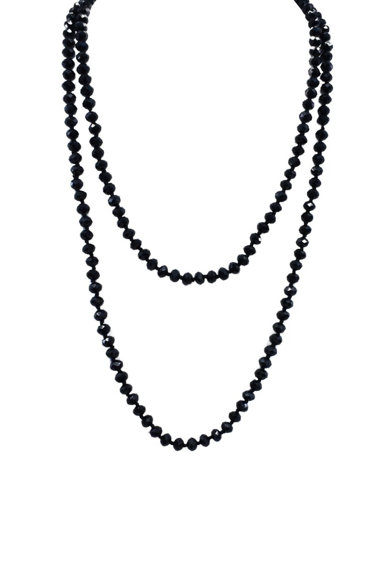 Night Sky Black Crystal Beaded Necklace - Night Sky Black