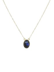 Oval Labradorite Pendant Necklace - Gold