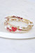 Red Heart Druzy And Pearl Wrap Gold Bracelet