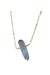 Single Raw Mystic Grey Quartz Crystal Pendant Necklace in Gold - Grey