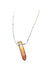 Single Raw Peach Quartz Crystal Pendant Necklace in Silver - Peach