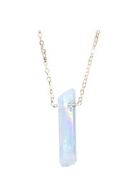 Single Raw Rainbow Quartz Crystal Pendant Necklace In Gold - Gold
