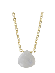 Stephanie Delicate Drop Necklace in Moonstone - Brass Chain