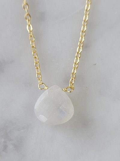 A Blonde and Her Bag Stephanie Delicate Drop Necklace In Moonstone - Brass Chain product