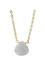 Stephanie Delicate Drop Necklace In Moonstone - Brass Chain