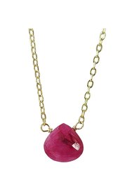 Stephanie Delicate Drop Necklace In Ruby - Brass Chain - Red