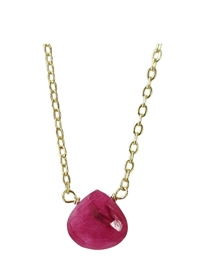 A Blonde and Her Bag Stephanie Delicate Drop Necklace In Ruby - Brass Chain product