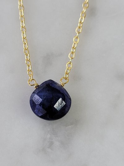 A Blonde and Her Bag Stephanie Delicate Drop Necklace in Sapphire - Brass Chain product