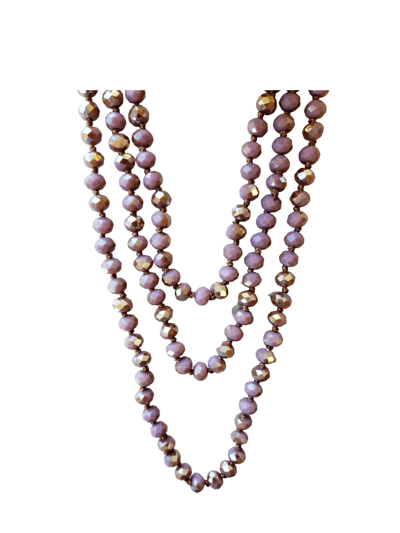 A Blonde and Her Bag Taupe and Purple Crystal Beaded Necklace product
