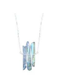 Three Raw Mystic Grey Quartz Crystal Pendant Necklace in Silver - Grey