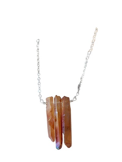 A Blonde and Her Bag Three Raw Peach Quartz Crystal Pendant Necklace in Silver product
