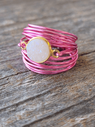 Torrey Ring In Hot Pink with White Druzy