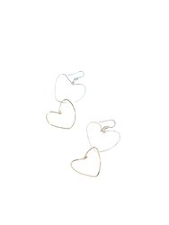 Two Heart Hammered Gold Polished Silver Earring - Gold Polished Silver