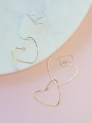 Two Heart Hammered Gold Polished Silver Earring