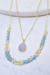 Two-Strand Necklace With Turquoise and Pearl Beads And White Druzy Pendant