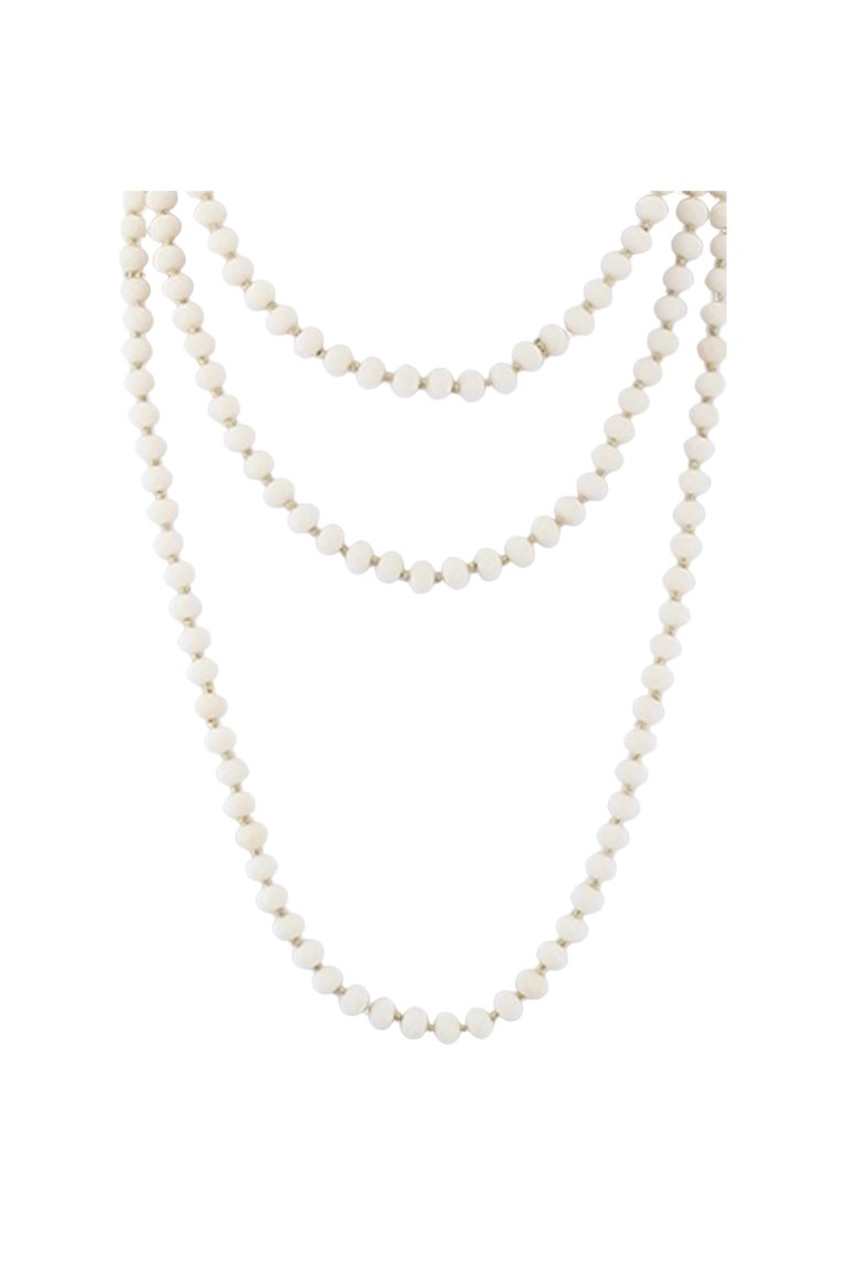 White Jade Crystal Beaded Necklace - White