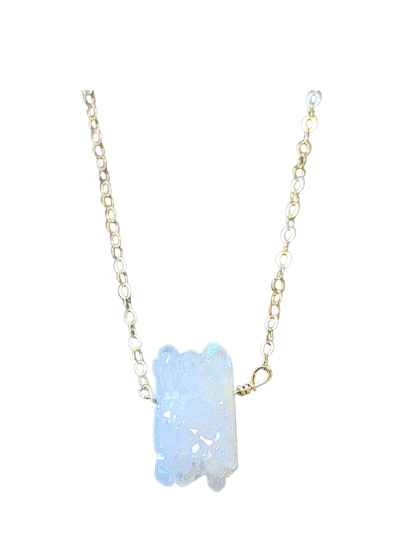 A Blonde and Her Bag White Stalactite Druzy Necklace product